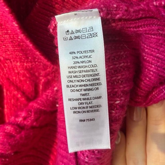 Pink Cable Knit Collared V-Neck Sweater (XL) - Picture 8 of 11